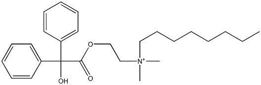 N-[2-[(Diphenylhydroxyacetyl)oxy]ethyl]-N,N-dimethyl-1-octanaminium Struktur