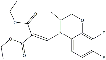 2-[[(3-Methyl-7,8-difluoro-2,3-dihydro-4H-1,4-benzoxazine)-4-yl]methylene]malonic acid diethyl ester Struktur