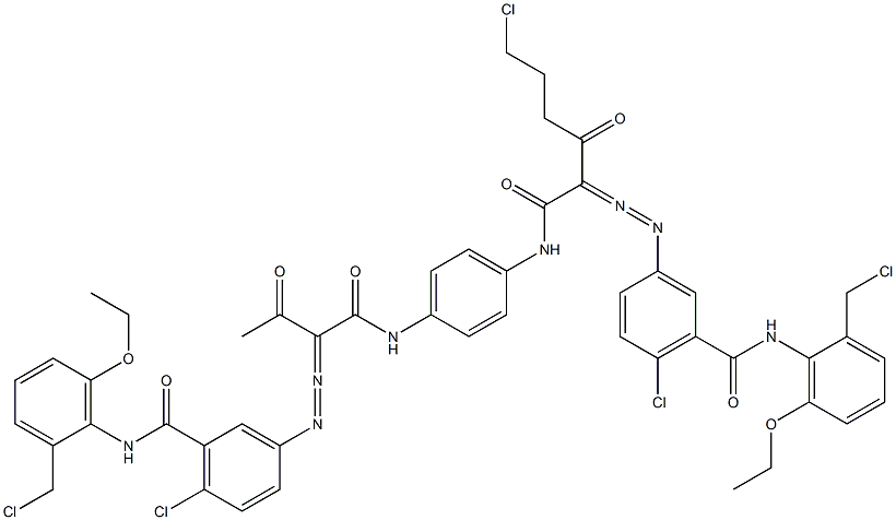 3,3'-[2-(2-Chloroethyl)-1,4-phenylenebis[iminocarbonyl(acetylmethylene)azo]]bis[N-[2-(chloromethyl)-6-ethoxyphenyl]-6-chlorobenzamide] Struktur