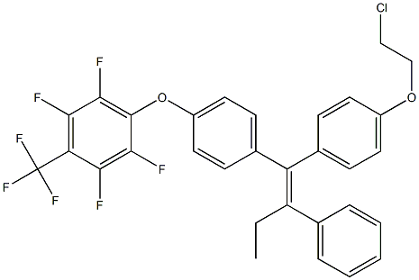 (E)-1-[4-(2-Chloroethoxy)phenyl]-1-[4-[2,3,5,6-tetrafluoro-4-(trifluoromethyl)phenoxy]phenyl]-2-phenyl-1-butene Struktur