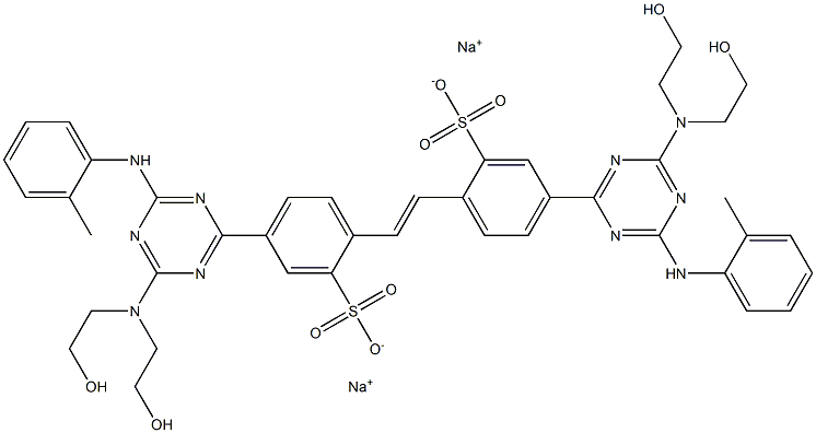 4,4'-Bis[6-(2-methylanilino)-4-[bis(2-hydroxyethyl)amino]-1,3,5-triazin-2-yl]stilbene-2,2'-disulfonic acid disodium salt Struktur