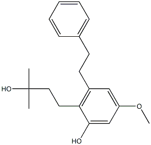 2-(3-Hydroxy-3-methylbutyl)-5-methoxy-3-(2-phenylethyl)phenol Struktur