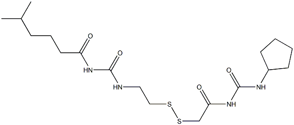 1-(5-Methylhexanoyl)-3-[2-[[(3-cyclopentylureido)carbonylmethyl]dithio]ethyl]urea Struktur