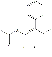 (E)-1-(1,1,2,2,2-Pentamethyldisilanyl)-2-phenyl-1-buten-1-ol acetate Struktur