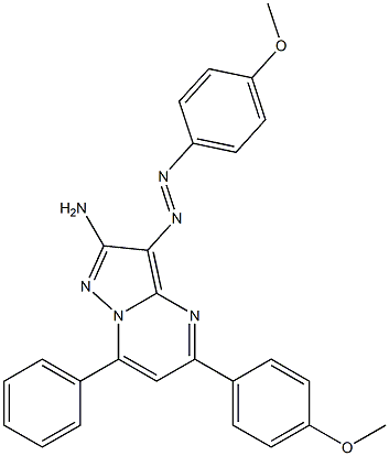 2-Amino-3-(4-methoxyphenylazo)-5-(4-methoxyphenyl)-7-phenylpyrazolo[1,5-a]pyrimidine Struktur