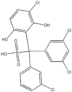 (3-Chlorophenyl)(3,5-dichlorophenyl)(3-chloro-2,6-dihydroxyphenyl)methanesulfonic acid Struktur