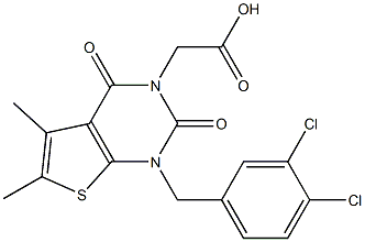 1-(3,4-Dichlorobenzyl)-1,2,3,4-tetrahydro-5,6-dimethyl-2,4-dioxothieno[2,3-d]pyrimidine-3-acetic acid Struktur