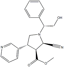 (2R,3S,4R)-1-[(R)-1-Phenyl-2-hydroxyethyl]-2-cyano-4-(3-pyridinyl)pyrrolidine-3-carboxylic acid methyl ester Struktur