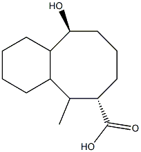 (6S,10S)-5-Methyl-10-hydroxydodecahydrobenzocyclooctene-6-carboxylic acid Struktur