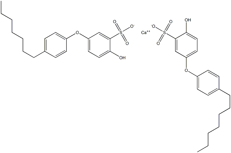 Bis(4-hydroxy-4'-heptyl[oxybisbenzene]-3-sulfonic acid)calcium salt Struktur