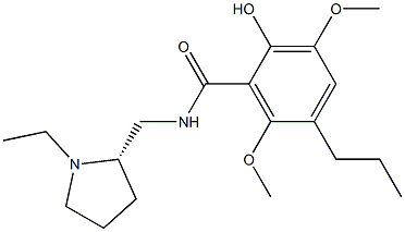 2-Hydroxy-3,6-dimethoxy-5-propyl-N-[[(2S)-1-ethylpyrrolidin-2-yl]methyl]benzamide Struktur