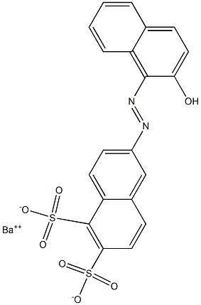 2-[(2-Hydroxy-1-naphtyl)azo]-5,6-naphthalenedisulfonic acid barium salt Struktur