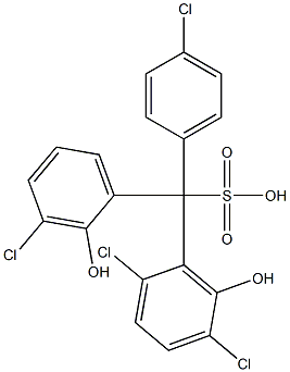 (4-Chlorophenyl)(3-chloro-2-hydroxyphenyl)(2,5-dichloro-6-hydroxyphenyl)methanesulfonic acid Struktur