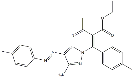 2-Amino-3-(4-methylphenylazo)-5-methyl-7-(4-methylphenyl)pyrazolo[1,5-a]pyrimidine-6-carboxylic acid ethyl ester Struktur