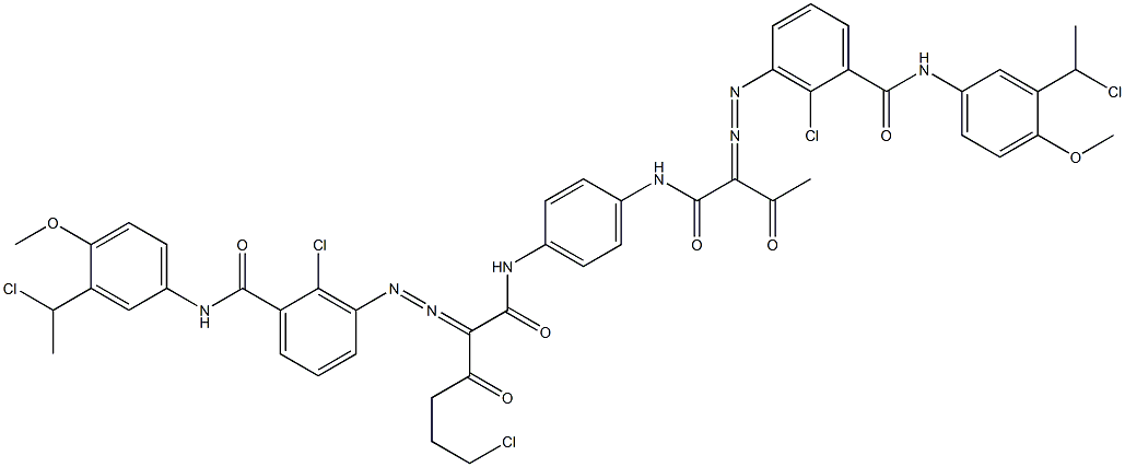 3,3'-[2-(2-Chloroethyl)-1,4-phenylenebis[iminocarbonyl(acetylmethylene)azo]]bis[N-[3-(1-chloroethyl)-4-methoxyphenyl]-2-chlorobenzamide] Struktur