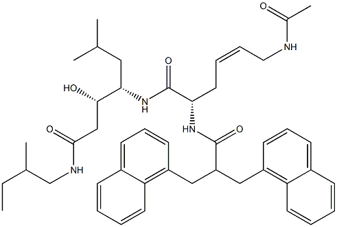 (3S,4S)-4-[[(2S,4Z)-2-[2,2-Bis(1-naphthalenylmethyl)-1-oxoethylamino]-6-acetylamino-4-hexenoyl]amino]-3-hydroxy-6-methyl-N-(2-methylbutyl)heptanamide Struktur