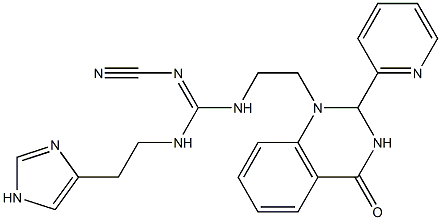 1-[2-[2-Cyano-3-[2-(1H-imidazol-4-yl)ethyl]guanidino]ethyl]-2-(2-pyridinyl)-1,2-dihydroquinazolin-4(3H)-one Struktur