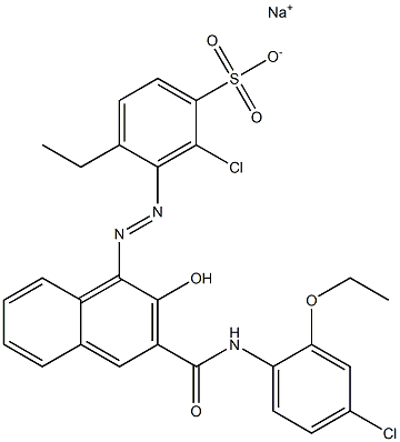 2-Chloro-4-ethyl-3-[[3-[[(4-chloro-2-ethoxyphenyl)amino]carbonyl]-2-hydroxy-1-naphtyl]azo]benzenesulfonic acid sodium salt Struktur