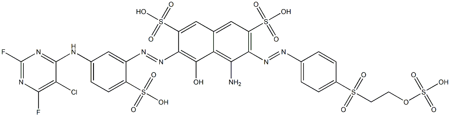 4-Amino-6-[[5-[(5-chloro-2,6-difluoro-4-pyrimidinyl)amino]-2-sulfophenyl]azo]-5-hydroxy-3-[[4-[[2-(sulfooxy)ethyl]sulfonyl]phenyl]azo]-2,7-naphthalenedisulfonic acid Struktur