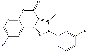 8-Bromo-3-methyl-2-(3-bromophenyl)[1]benzopyrano[4,3-c]pyrazol-4(2H)-one Struktur