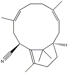 (2S,11R,4E,8E)-4,8,14,15,15-Pentamethylbicyclo[9.3.1]pentadeca-4,8,14(1)-triene-2-carbonitrile Struktur