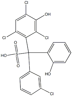 (3-Chlorophenyl)(2,4,6-trichloro-3-hydroxyphenyl)(2-hydroxyphenyl)methanesulfonic acid Struktur