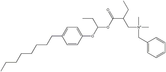 N,N-Dimethyl-N-benzyl-N-[2-[[1-(4-octylphenyloxy)propyl]oxycarbonyl]butyl]aminium Struktur