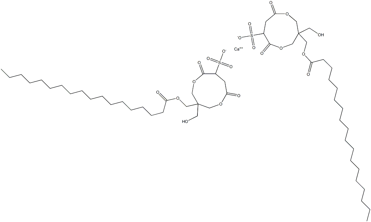 Bis[1-(stearoyloxymethyl)-1-(hydroxymethyl)-4,7-dioxo-3,8-dioxacyclononane-6-sulfonic acid]calcium salt Struktur