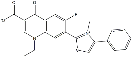 1,4-Dihydro-1-ethyl-4-oxo-6-fluoro-7-[(3-methyl-4-phenylthiazol-3-ium)-2-yl]quinoline-3-carboxylic acid Struktur