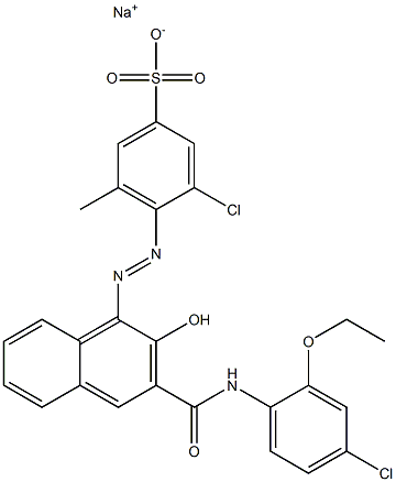 3-Chloro-5-methyl-4-[[3-[[(4-chloro-2-ethoxyphenyl)amino]carbonyl]-2-hydroxy-1-naphtyl]azo]benzenesulfonic acid sodium salt Struktur