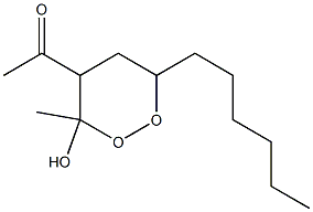 3-Methyl-4-acetyl-6-hexyl-1,2-dioxane-3-ol Struktur