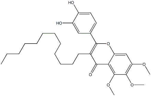 2-(3,4-Dihydroxyphenyl)-5,6,7-trimethoxy-3-dodecyl-4H-1-benzopyran-4-one Struktur