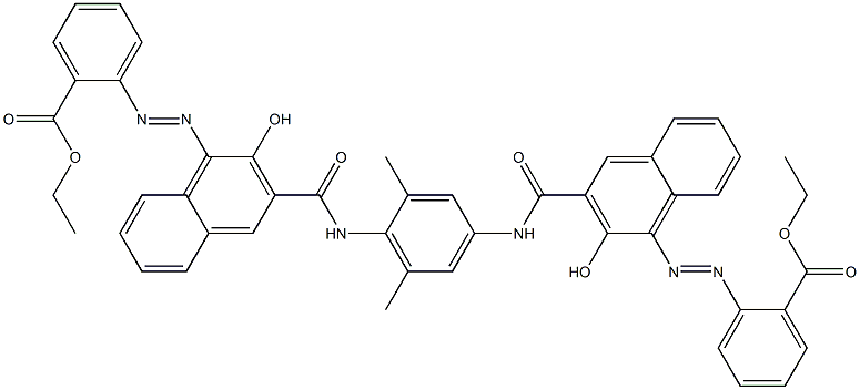 1,4-Bis[1-[[2-(ethoxycarbonyl)phenyl]azo]-2-hydroxy-3-naphthoylamino]-2,6-dimethylbenzene Struktur