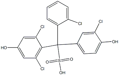 (2-Chlorophenyl)(3-chloro-4-hydroxyphenyl)(2,6-dichloro-4-hydroxyphenyl)methanesulfonic acid Struktur