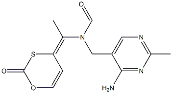 N-[1-(2-Oxo-4H-1,3-oxathiin-4-ylidene)ethyl]-N-[(4-amino-2-methyl-5-pyrimidinyl)methyl]formamide Struktur