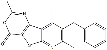 2,7,9-Trimethyl-8-benzyl-4H-pyrido[3',2':4,5]thieno[3,2-d][1,3]oxazin-4-one Struktur