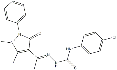 1,5-Dimethyl-2-phenyl-4-[1-[2-[[(4-chlorophenyl)amino]thiocarbonyl]hydrazono]ethyl]-1H-pyrazole-3(2H)-one Struktur