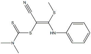 Dimethyldithiocarbamic acid (2-anilino-1-cyano-2-methylthiovinyl) ester Struktur