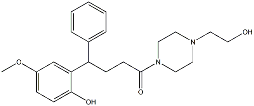 1-[4-(2-Hydroxy-5-methoxyphenyl)-4-phenylbutyryl]-4-(2-hydroxyethyl)piperazine Struktur