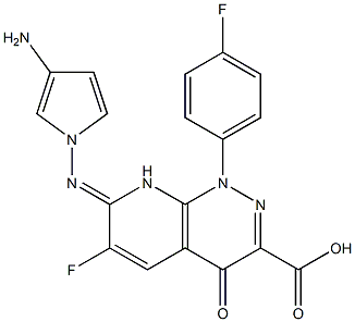 6-Fluoro-1-(4-fluorophenyl)-7-(3-aminopyrrolizino)-1,4-dihydro-4-oxopyrido[2,3-c]pyridazine-3-carboxylic acid Struktur