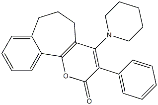 3-Phenyl-4-(1-piperidinyl)-6,7-dihydrobenzo[6,7]cyclohepta[1,2-b]pyran-2(5H)-one Struktur