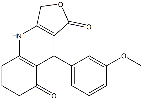 3,4,5,6,7,9-Hexahydro-9-(3-methoxyphenyl)furo[3,4-b]quinoline-1,8-dione Struktur