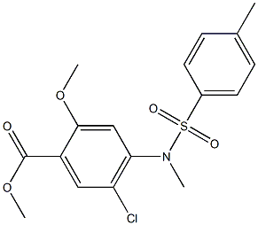 5-Chloro-2-methoxy-4-[methyl(p-tolylsulfonyl)amino]benzoic acid methyl ester Struktur