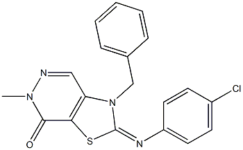 2-(4-Chlorophenylimino)-3-benzyl-2,3-dihydro-6-methylthiazolo[4,5-d]pyridazin-7(6H)-one Struktur