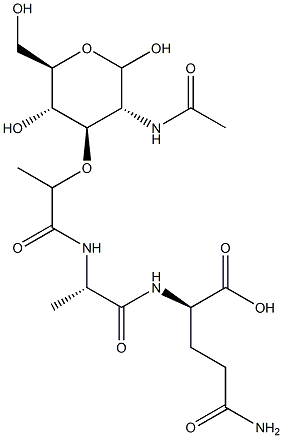 2-(Acetylamino)-3-O-[1-[[(S)-1-[[(R)-1-carboxy-3-carbamoylpropyl]aminocarbonyl]ethyl]aminocarbonyl]ethyl]-2-deoxy-D-glucopyranose Struktur