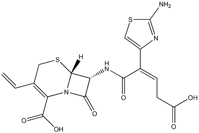 (6R,7R)-7-[(Z)-2-(2-Aminothiazol-4-yl)-4-carboxy-2-butenoylamino]-8-oxo-3-vinyl-5-thia-1-azabicyclo[4.2.0]oct-2-ene-2-carboxylic acid Struktur