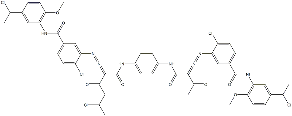 3,3'-[2-(1-Chloroethyl)-1,4-phenylenebis[iminocarbonyl(acetylmethylene)azo]]bis[N-[3-(1-chloroethyl)-6-methoxyphenyl]-4-chlorobenzamide] Struktur