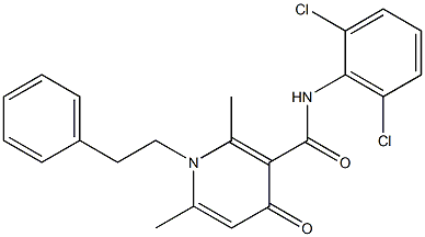 N-(2,6-Dichlorophenyl)-1-phenethyl-2,6-dimethyl-4-oxo-1,4-dihydro-3-pyridinecarboxamide Struktur