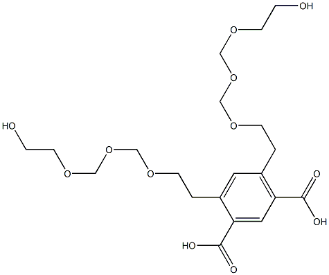 4,6-Bis(9-hydroxy-3,5,7-trioxanonan-1-yl)isophthalic acid Struktur