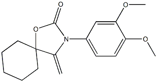 3-(3,4-Dimethoxyphenyl)-4-methylene-1-oxa-3-azaspiro[4.5]decan-2-one Struktur